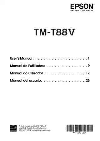 EPSON爱普生TM-T88V 用户手册(英文版)